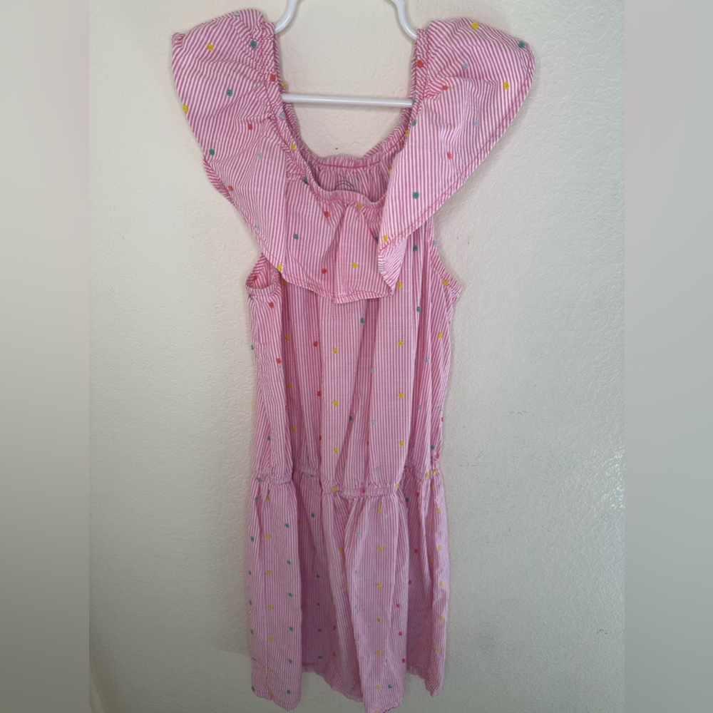 Stripped Multicolor Dotted Off Shoulder Dress.